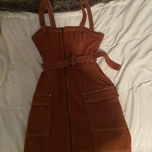 burnt orange zip up dress